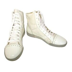 Marc Jacobs Super Hightop Sneaker White Off White Canvas Leather 10 Men Lace Up